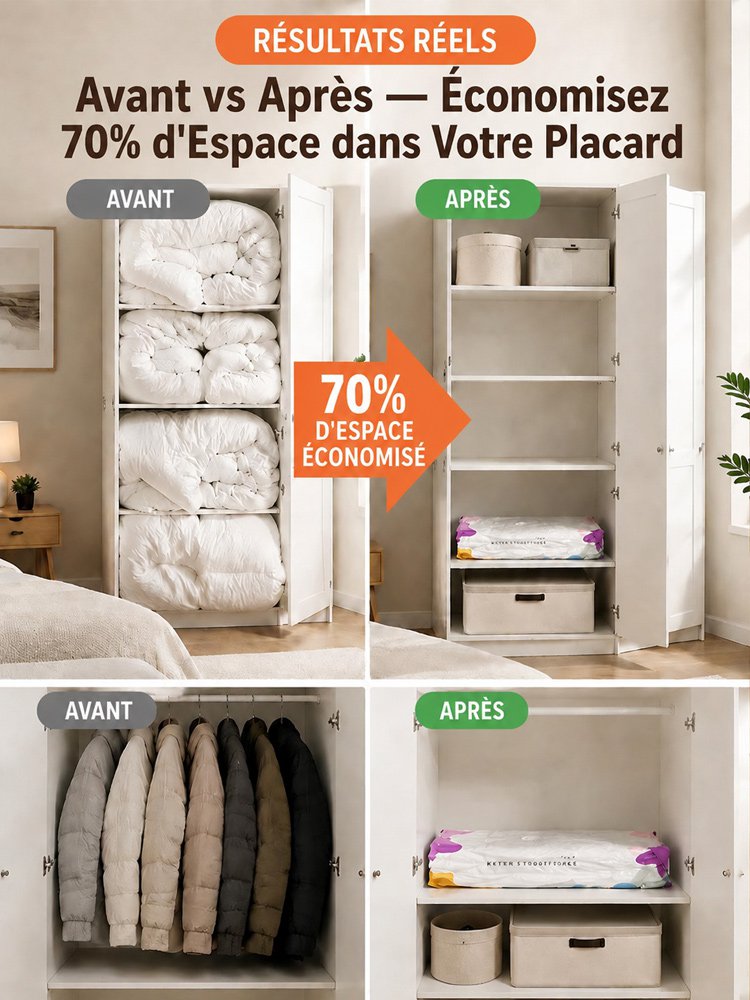 Sac de rangement à compression sous vide anti - rides stéréoscopique