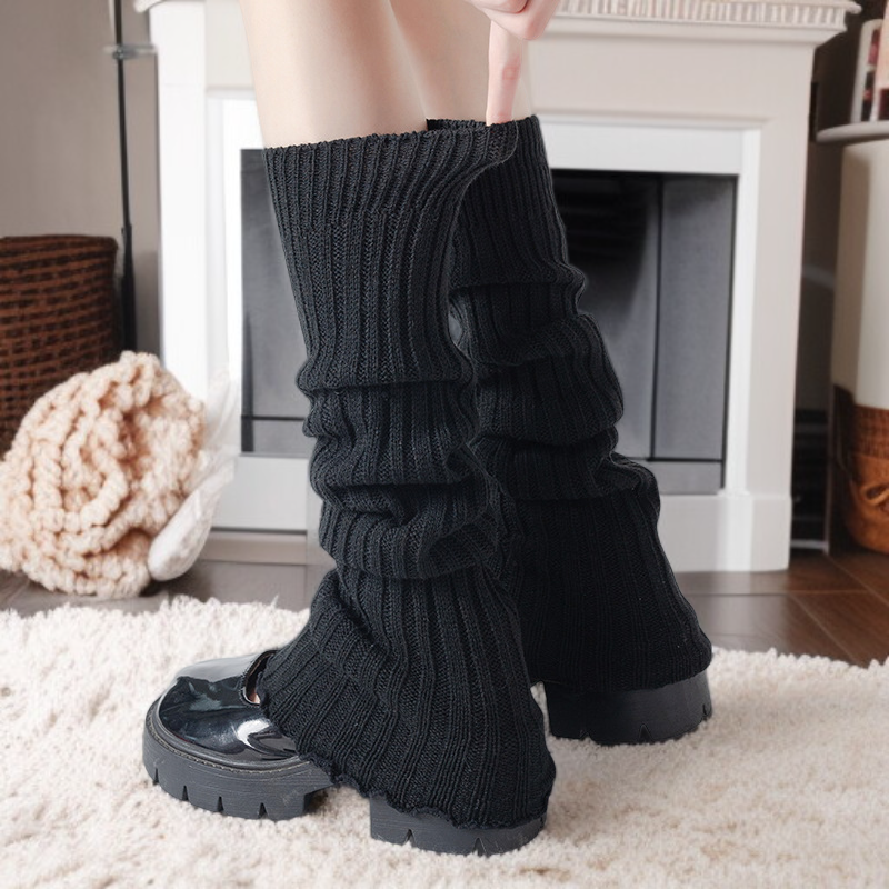 Women's Autumn Winter Leg Warmers, Japanese Y2K Mid-Calf Knitted Socks for Snow Boots