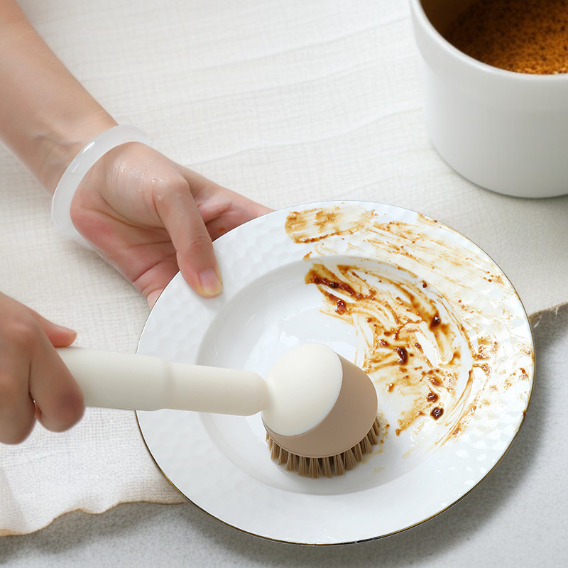 Cepillo multiusos para cocina, limpieza de ollas sin daños, diseño de mango largo