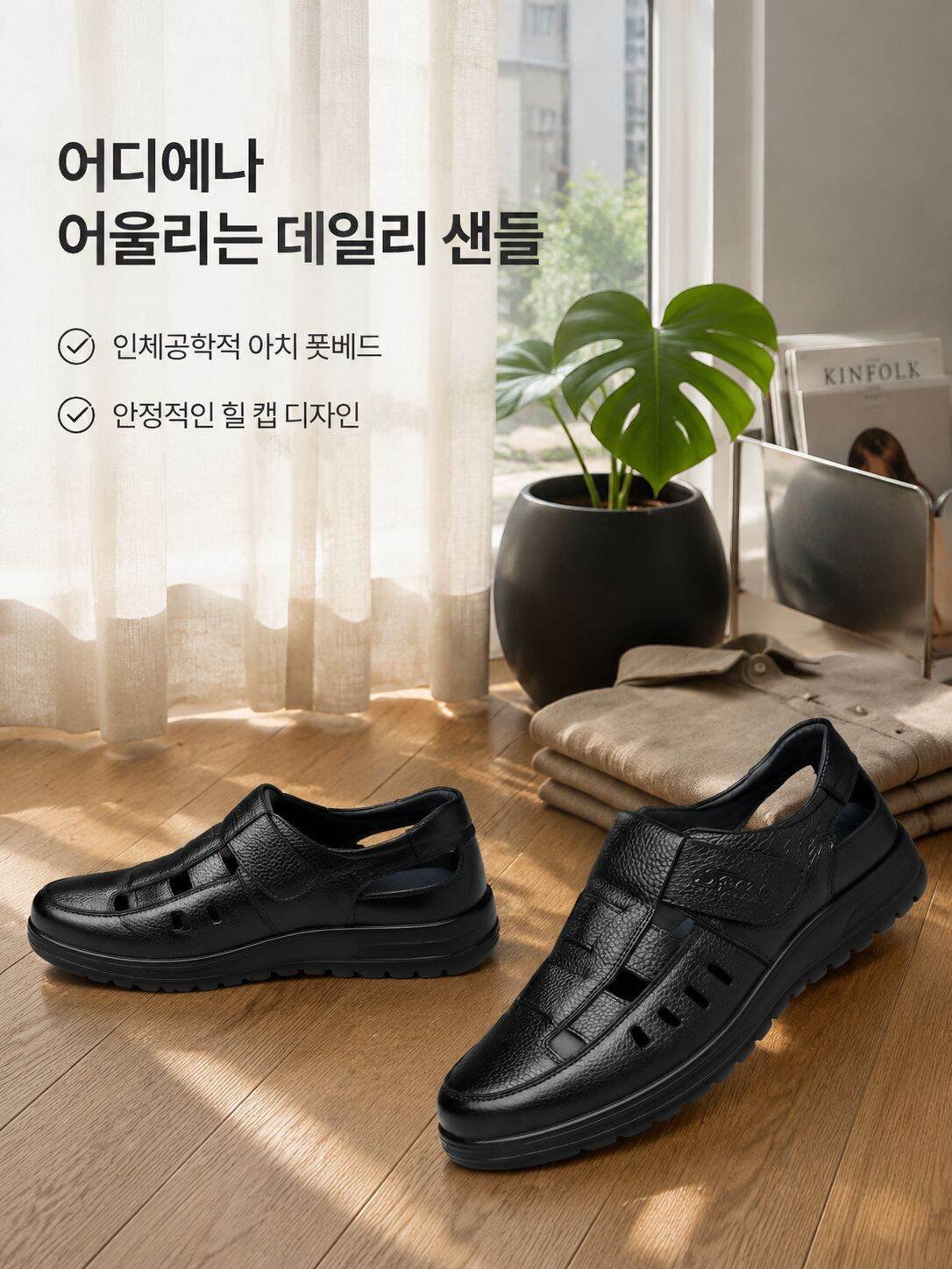 남성 여름용 경량 미끄럼 방지 통기성 샌들
