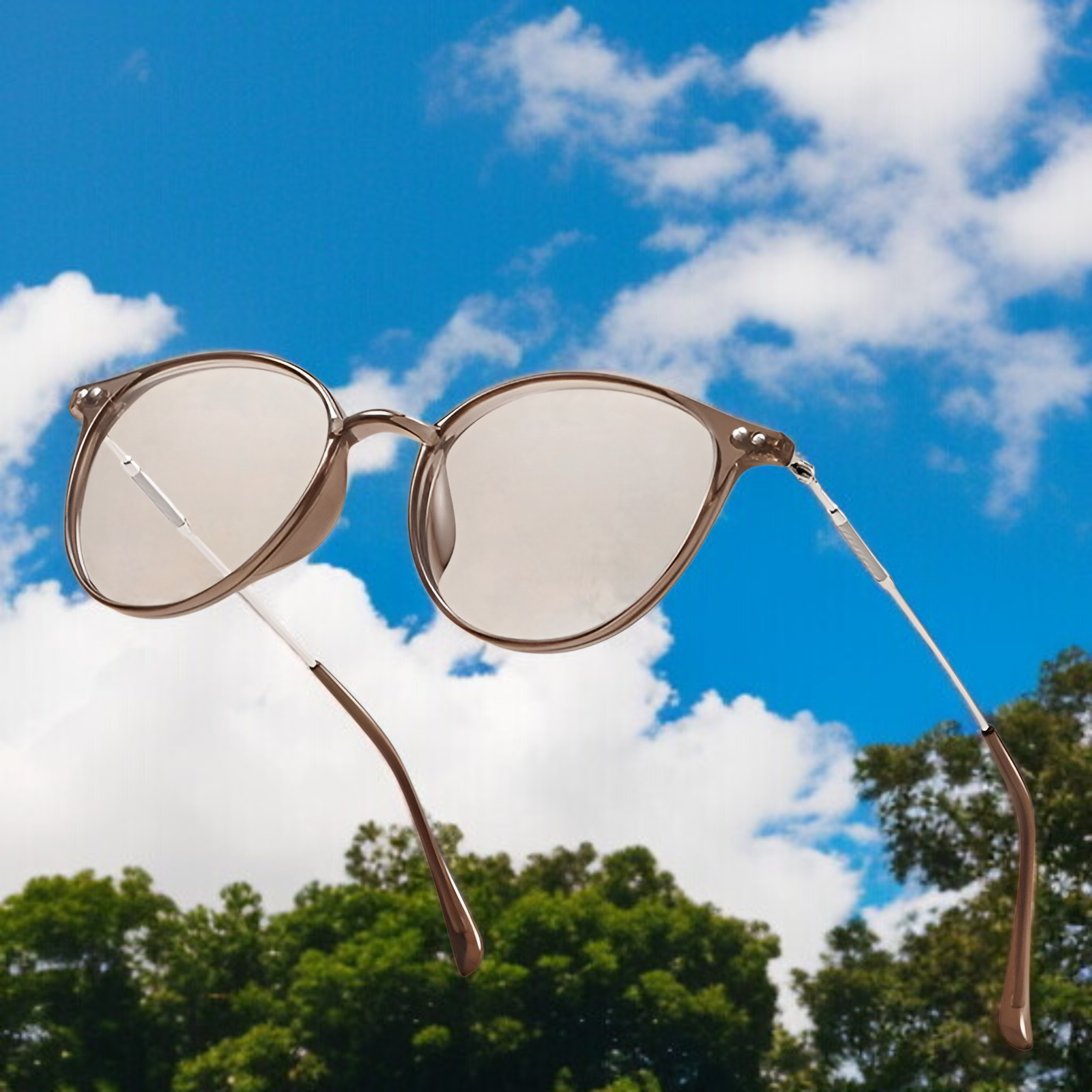 ウルトラライトブラウン メガネ 度なし ブルーライトカット すっぴん 大きいフレーム メガネ レディース ファッションアイテム