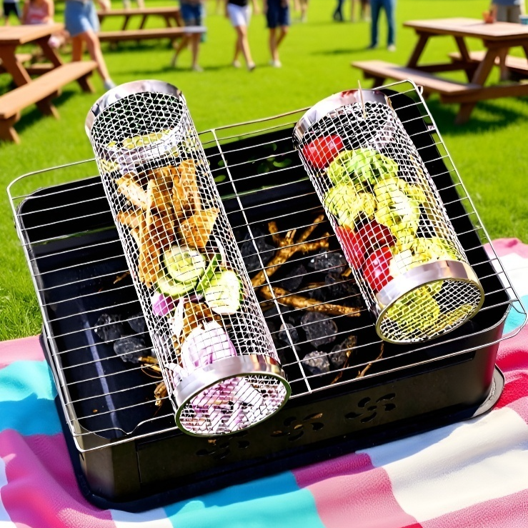 Outdoor stainless steel barbecue grill