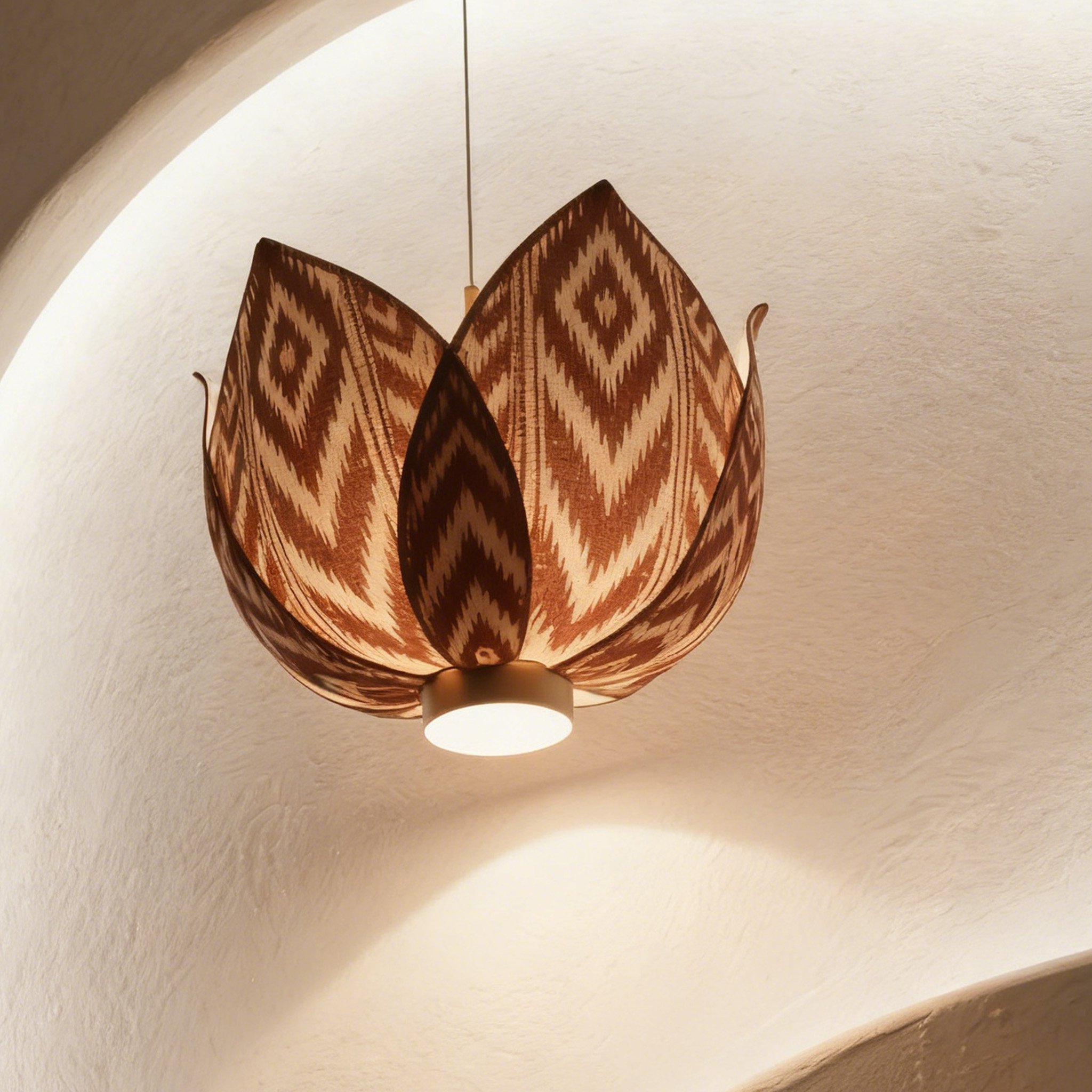 โคมไฟเพดานดีไซน์กลีบดอกไม้ไม้