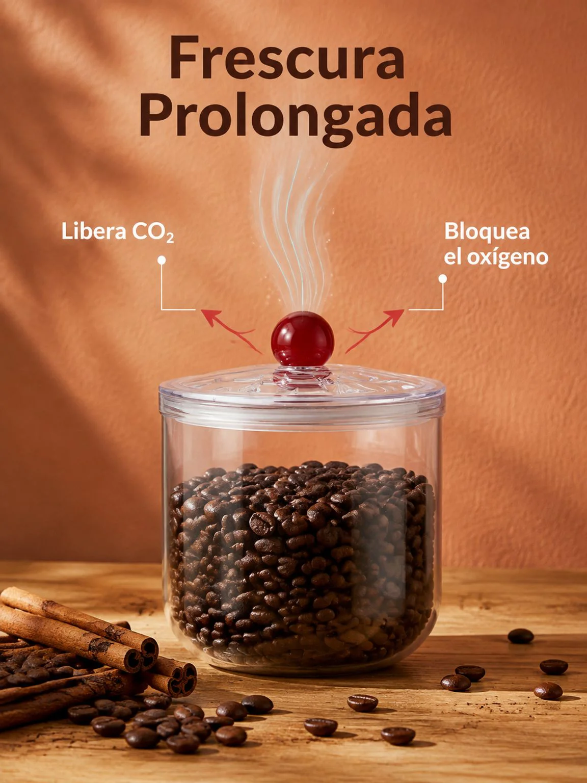 Recipiente para almacenar granos de café