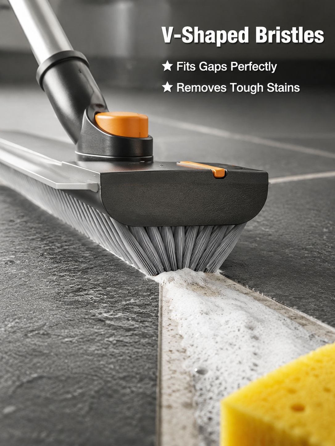 360° Rotating V-Shaped Tile Gap Brush with Stiff Bristles