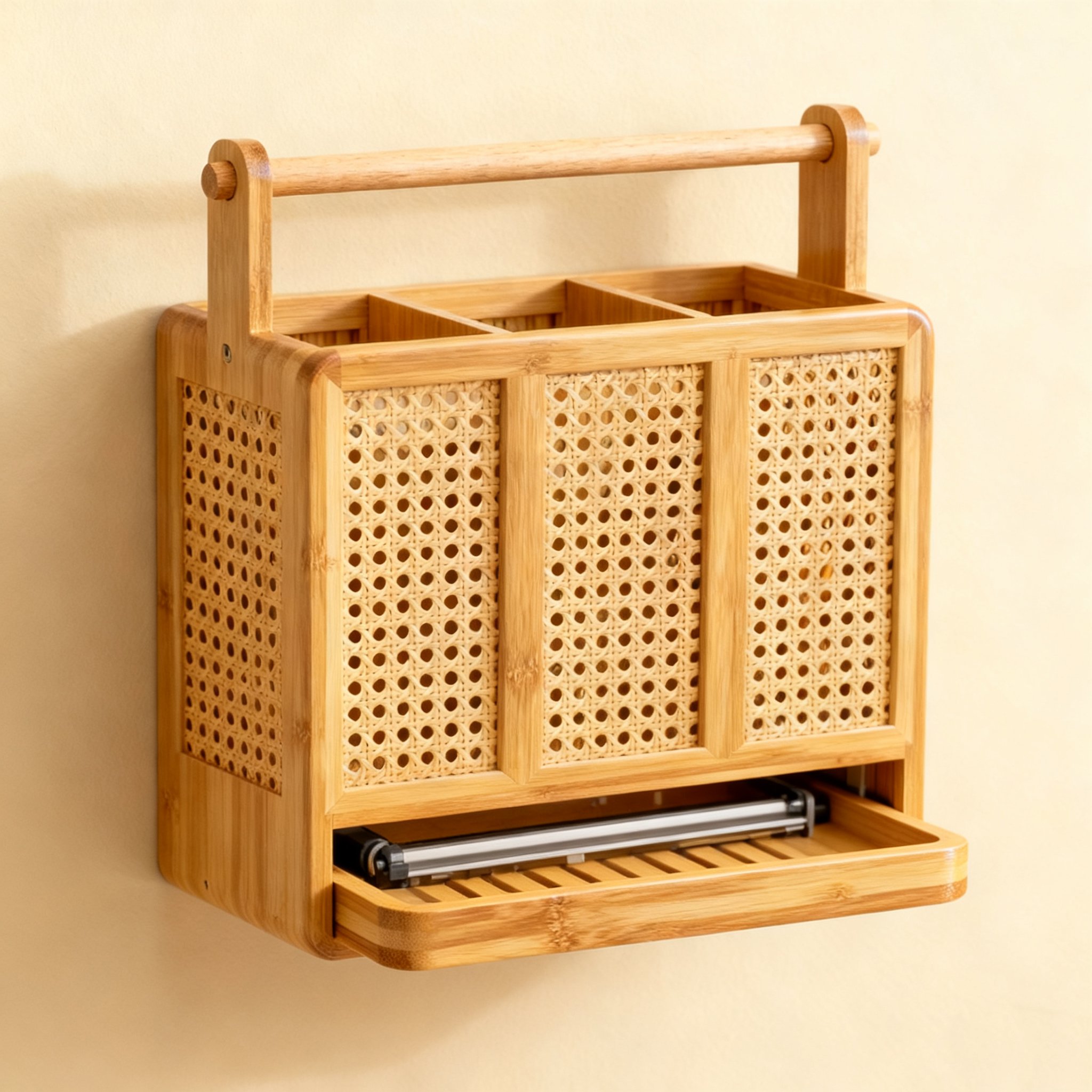 ที่ใส่ตะเกียบและช้อนส้อมแบบสานไม้ไผ่ (แพ็ค 2 ชิ้น)