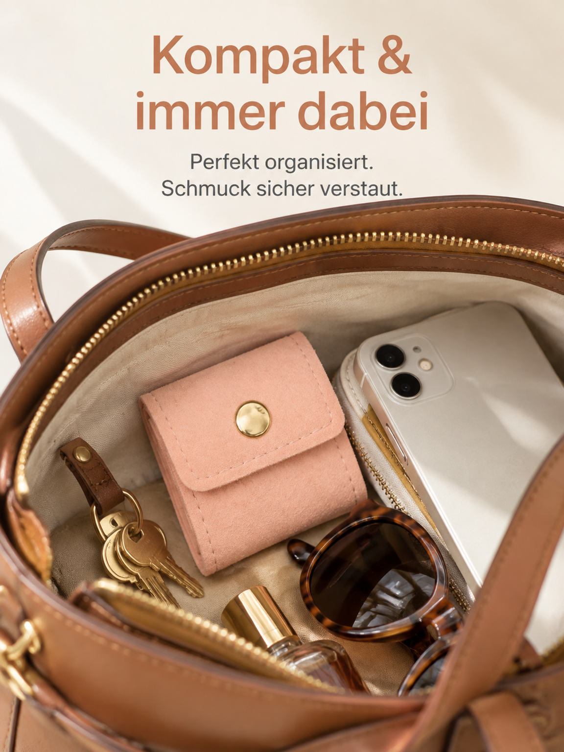 Tragbare Schmucktasche mit Fächern – Reise-Organizer für Ringe, Ohrringe und Schmuck