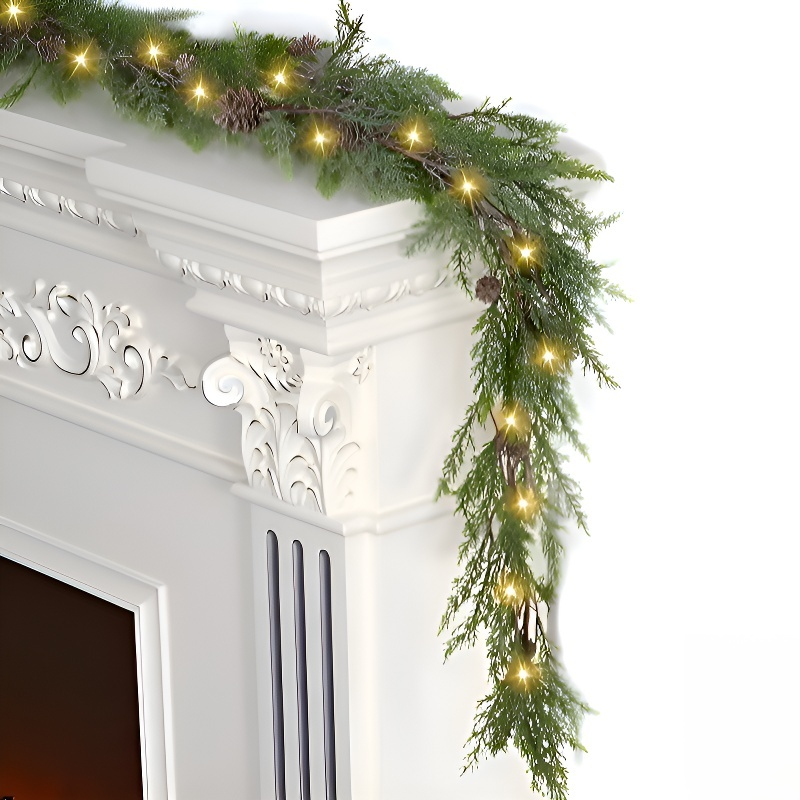 Floral wreath fireplace mantel decoration