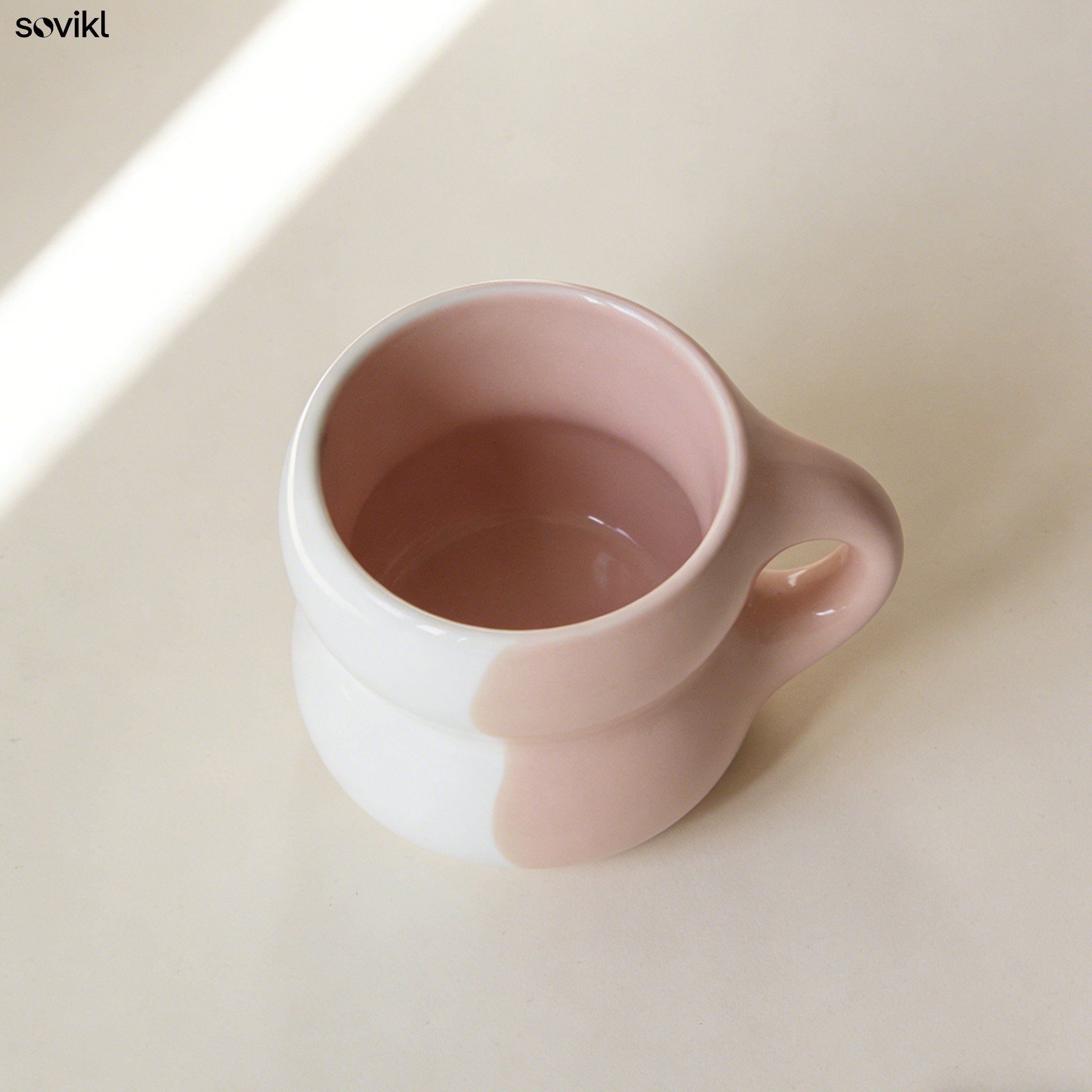 Wave-patterned color-blocked mugs (3 pieces)