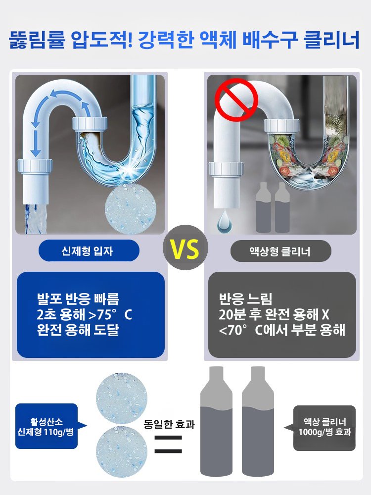 【1초 만에 모든 찌꺼기 녹여 제거】 파이프 클리너