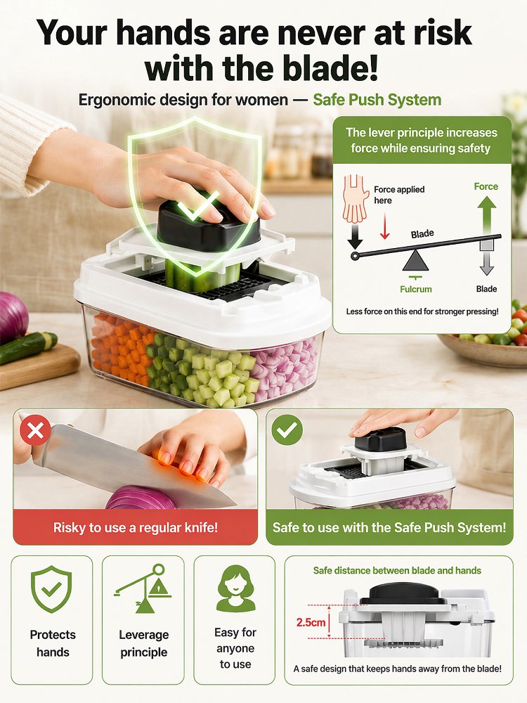 【420J2 Sharp Blade】15-in-1 Multifunctional Vegetable Cutter
