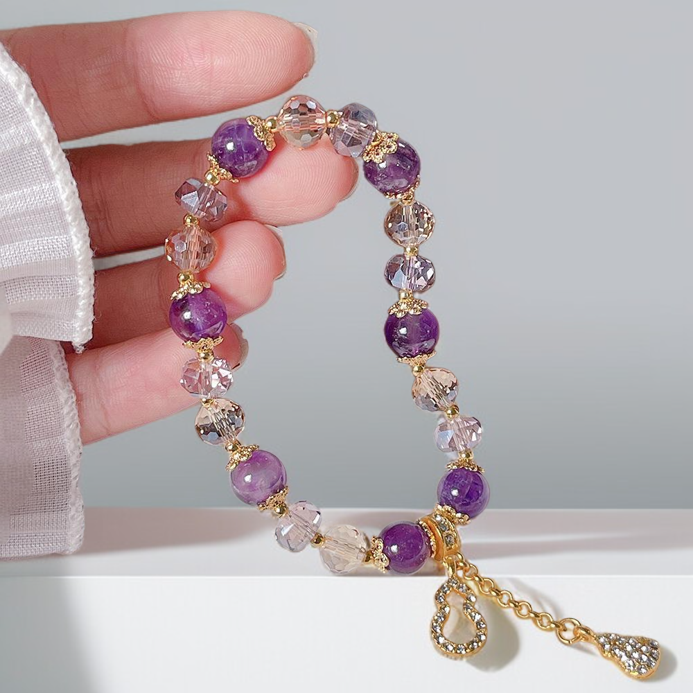 틈새 디자인 팔찌, 세련되고 심플한 자수정 팔찌, 우아한 팔찌, 조롱박 모양의 중국 보석.