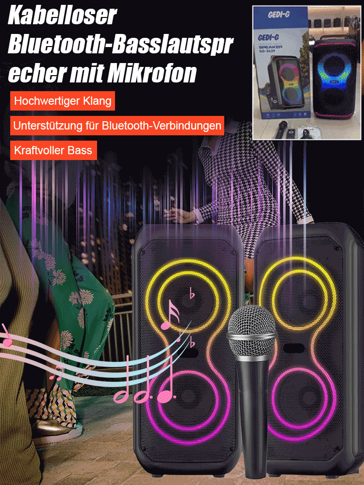 【Send Mikrofon】Subwoofer kabelloser Bluetooth-Lautsprecher