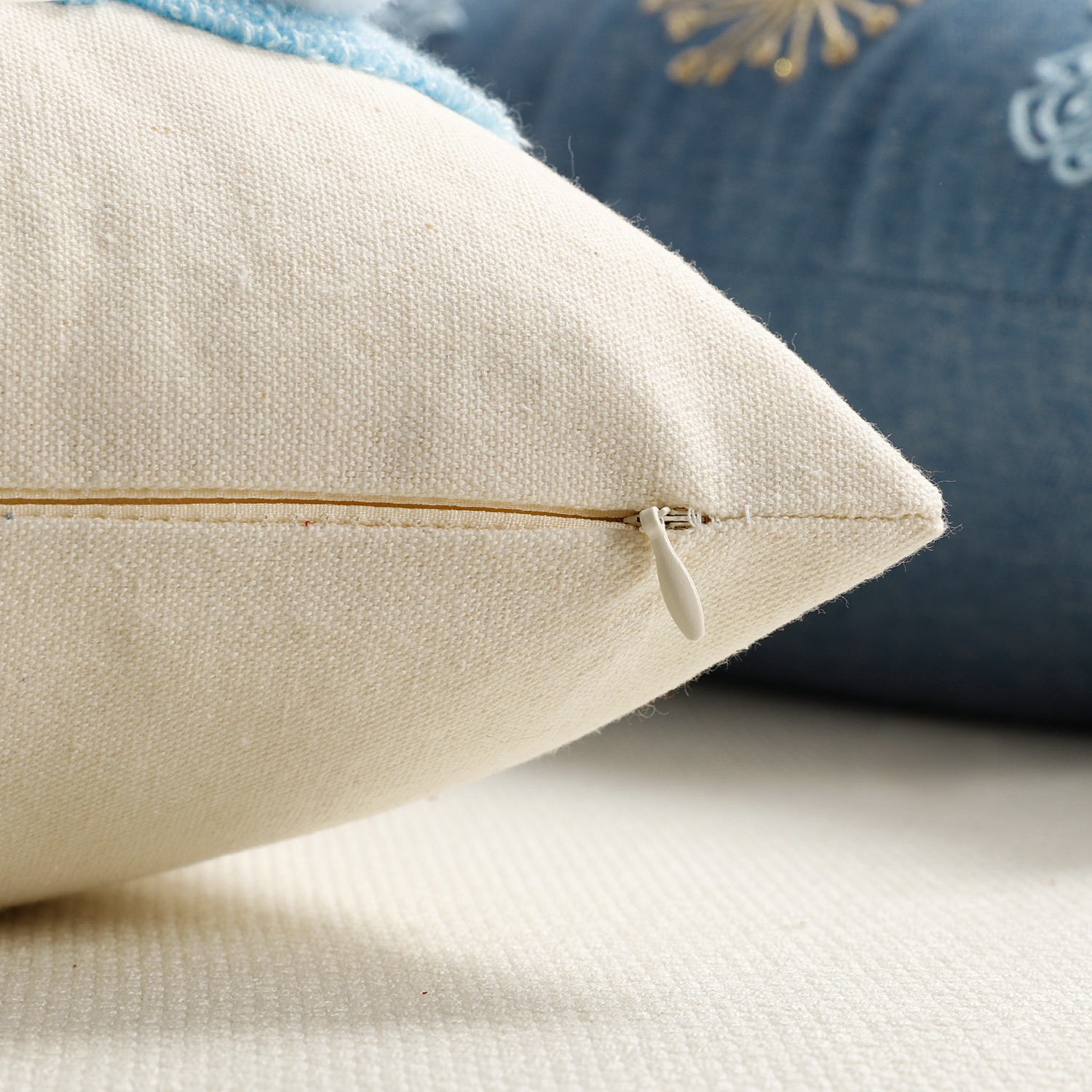 春季花園戶外棉麻刺繡抱枕套