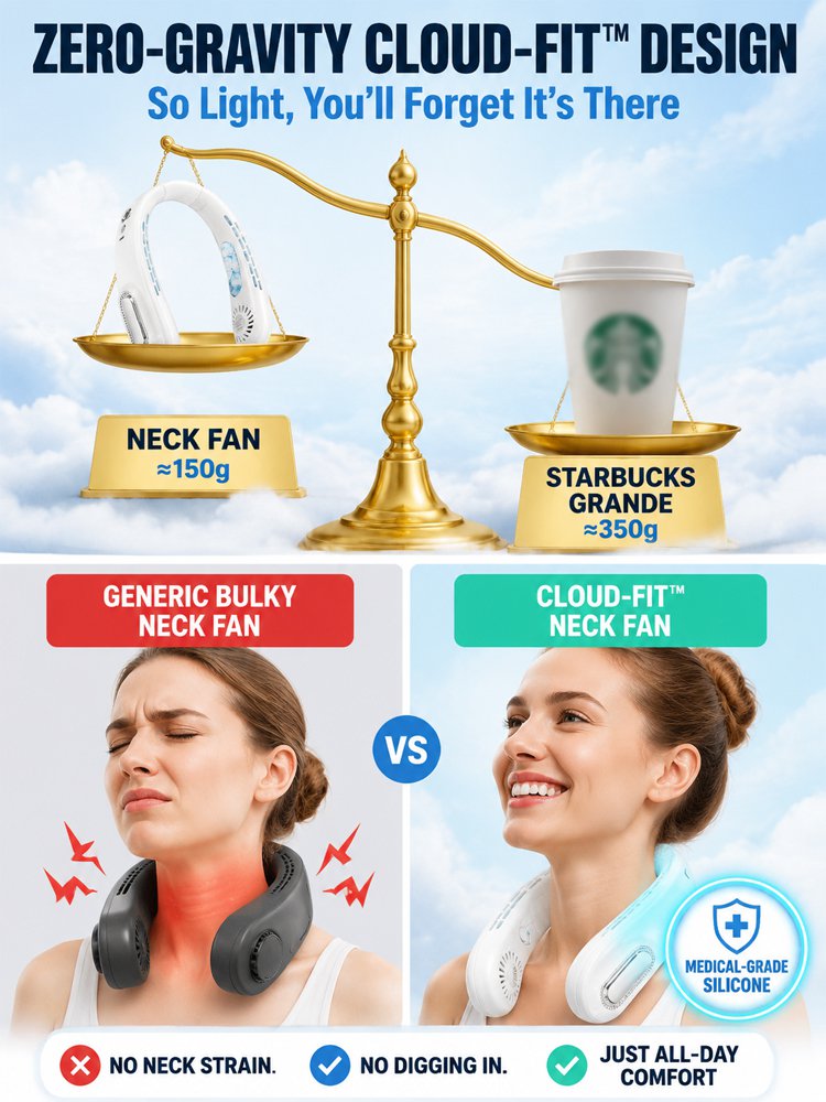 [Wearable Air Conditioner] Cooling Neck Fan — Ultra-Light & Silent