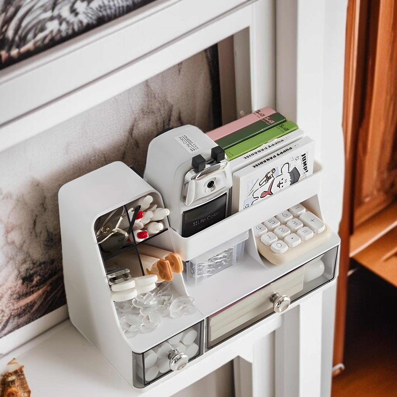 デスクトップコンパートメント収納ボックス軽量高級化粧品ラック寝室用メイクブラシ収納バケツ引き出し収納ボックス