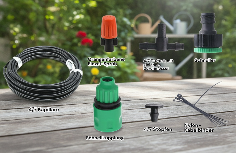 Wassersparendes Nebeldüsenset für präzise Gartenbewässerung