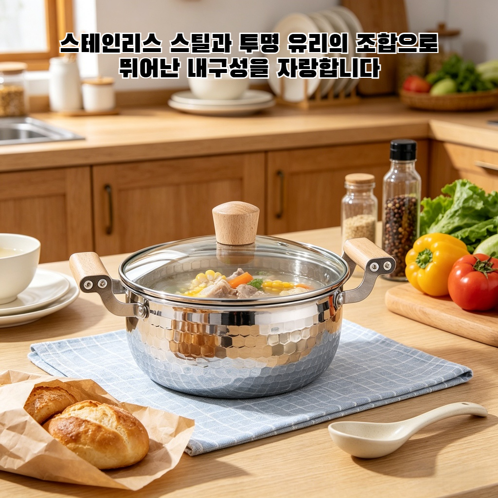 스테인리스 투명 유리 양손 미니 냄비