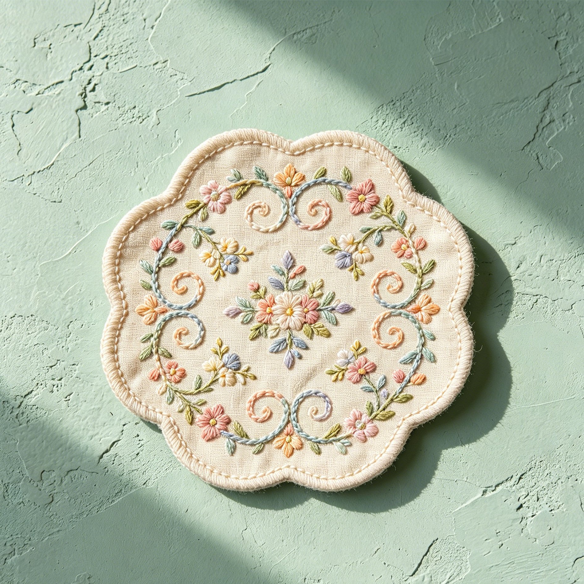 Embroidered Fabric Coasters (Set of 10)