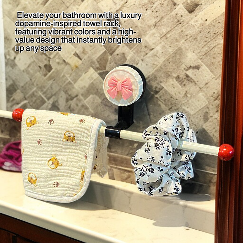 Luxury Dopamine Suction Cup Towel Rack, High-Value Bathroom Storage Rack