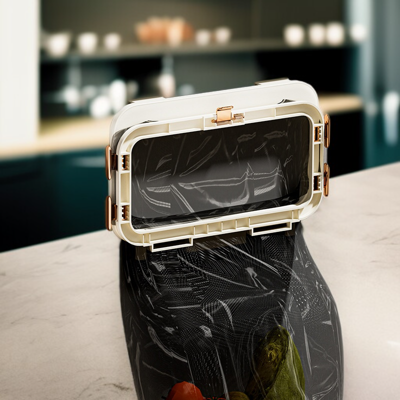 رف أكياس القمامة القابل للطي للمطبخ