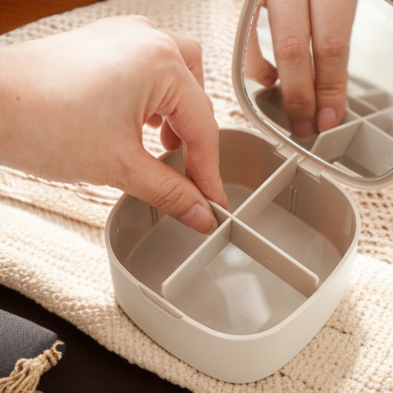 日本二層ポータブルジュエリー口紅ボックス旅行収納ボックスイヤリングネックレスジュエリーボックスコンパクトリングジュエリーボックス