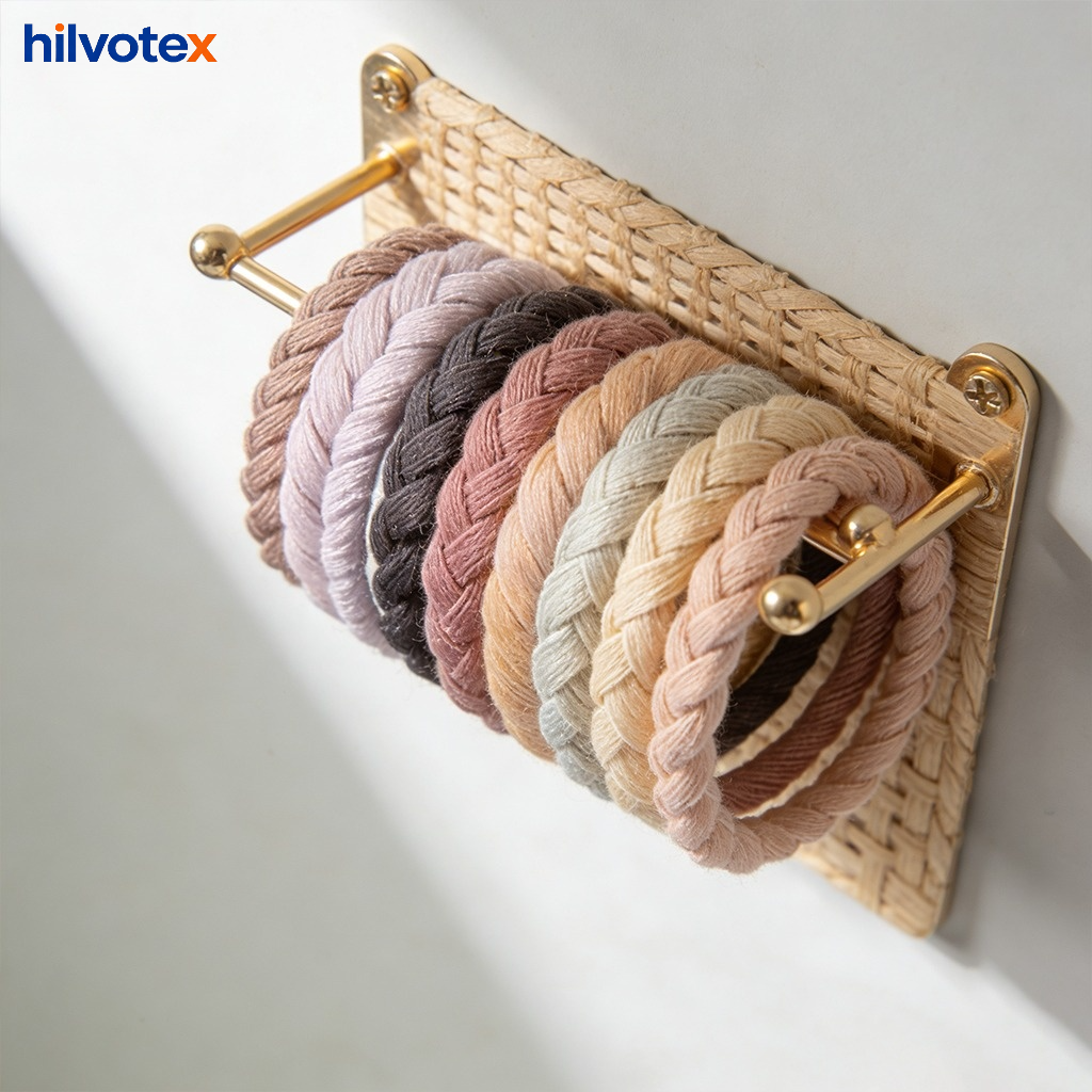 Wall-mounted woven hair tie rack