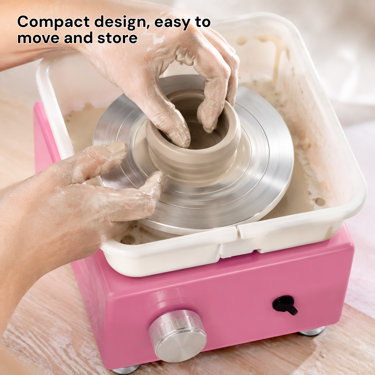 Infinitely variable speed electric mini pottery wheel