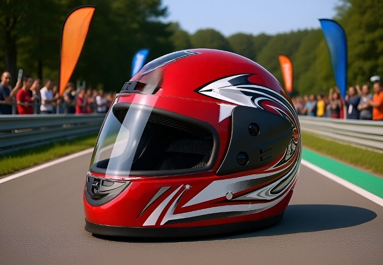 Vista lateral del casco de seguridad para moto