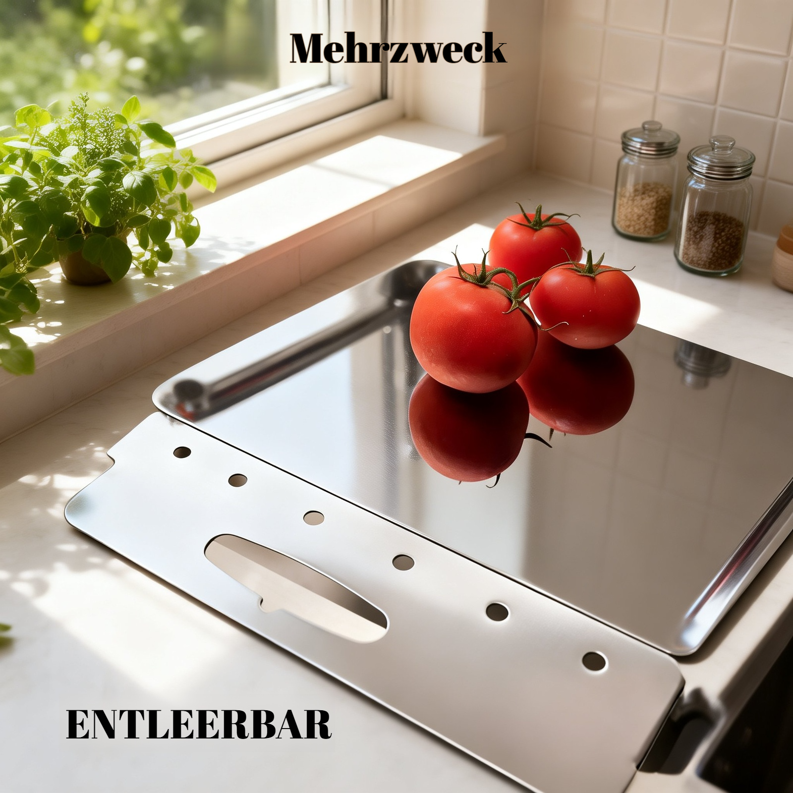 Edelstahl Spülbecken Abtropfgestell Schneidebrett und Geschirrablage