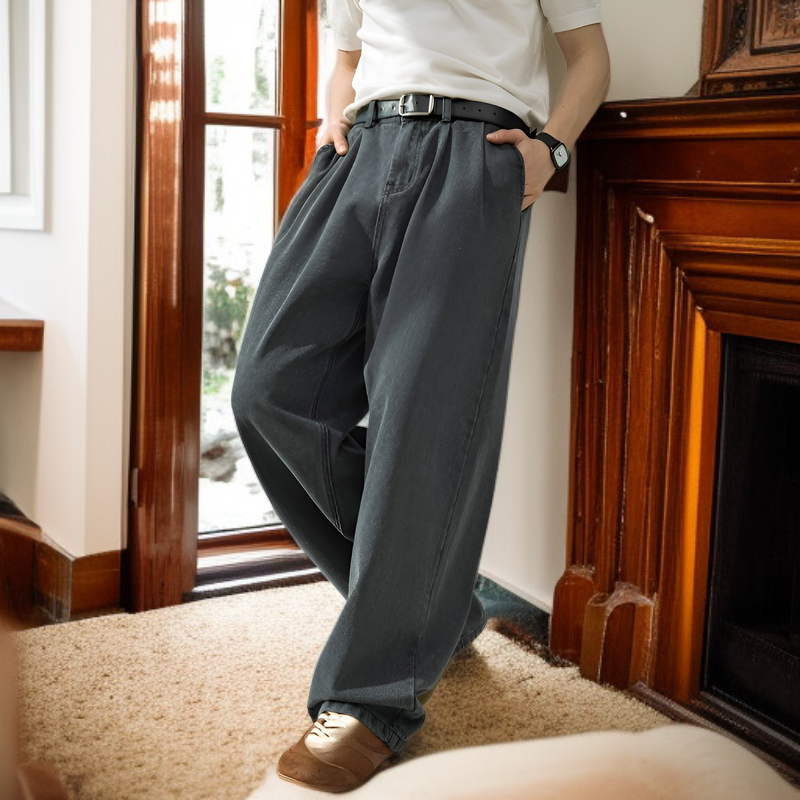 ヴィンテージウォッシュ メンズ ジーンズ 大きいサイズ ゆったりストレートパンツ