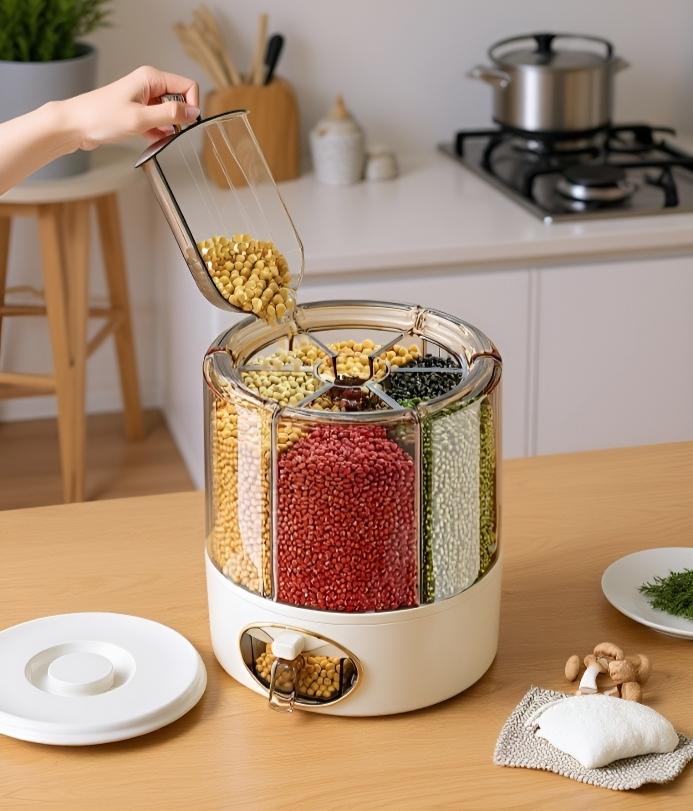 Dispensador de granos giratorio fácil de usar