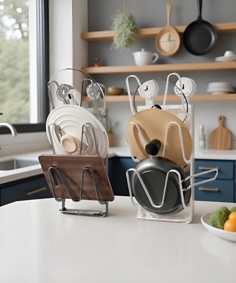 تصميم حامل غطاء وعاء موفر للمساحة