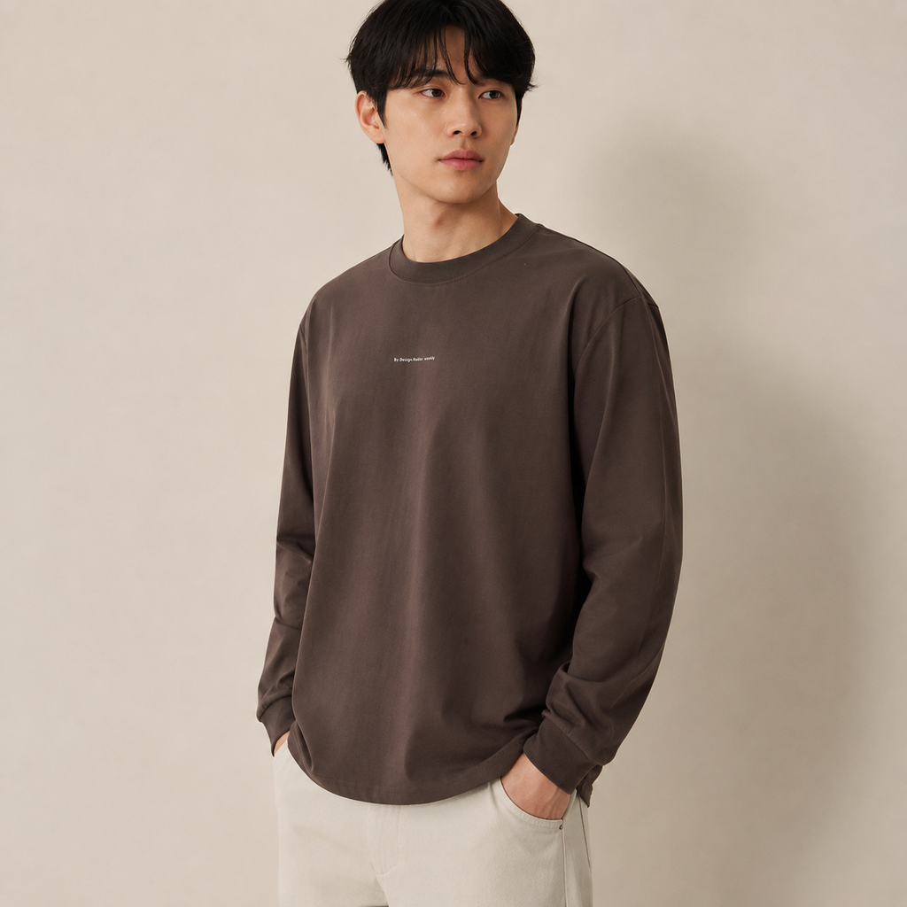 신상 남성 라운드넥 레터링 프린트 긴팔 티셔츠