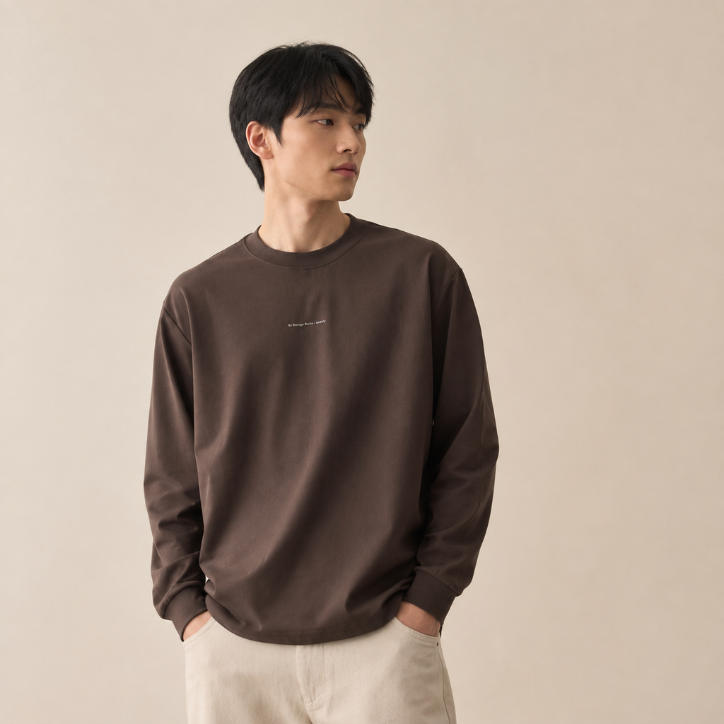 신상 남성 라운드넥 레터링 프린트 긴팔 티셔츠