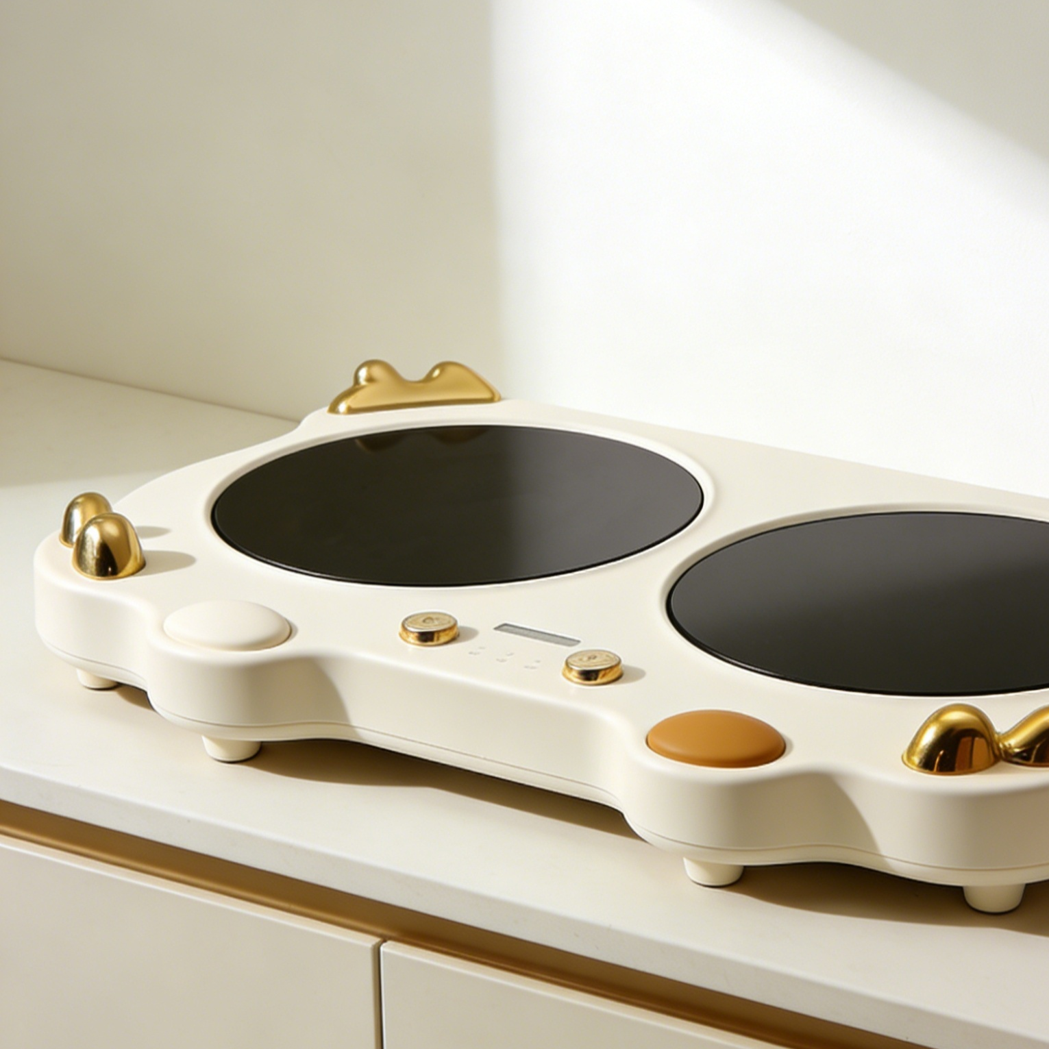 Household Double Induction Stove top view with dual burners