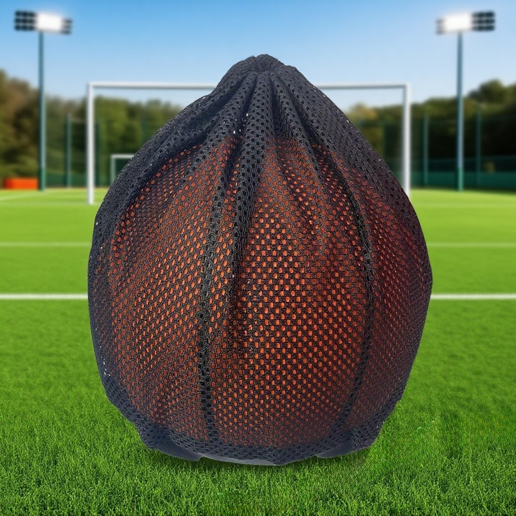 여러 개의 농구공을 수납한 그물 가방