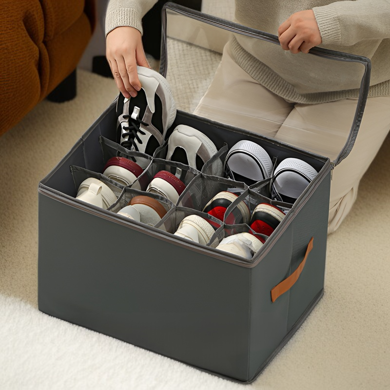 Boîte à chaussures pliable avec couvercle transparent, boîte de rangement polyvalente