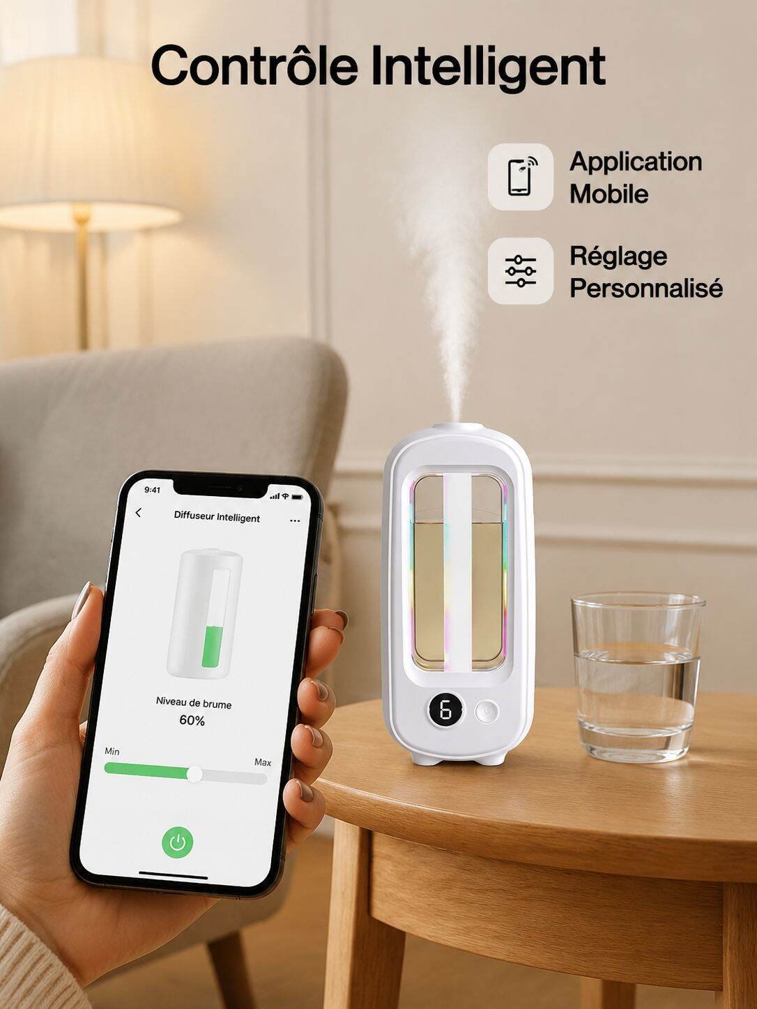 Diffuseur d'arômes intelligent avec humidificateur