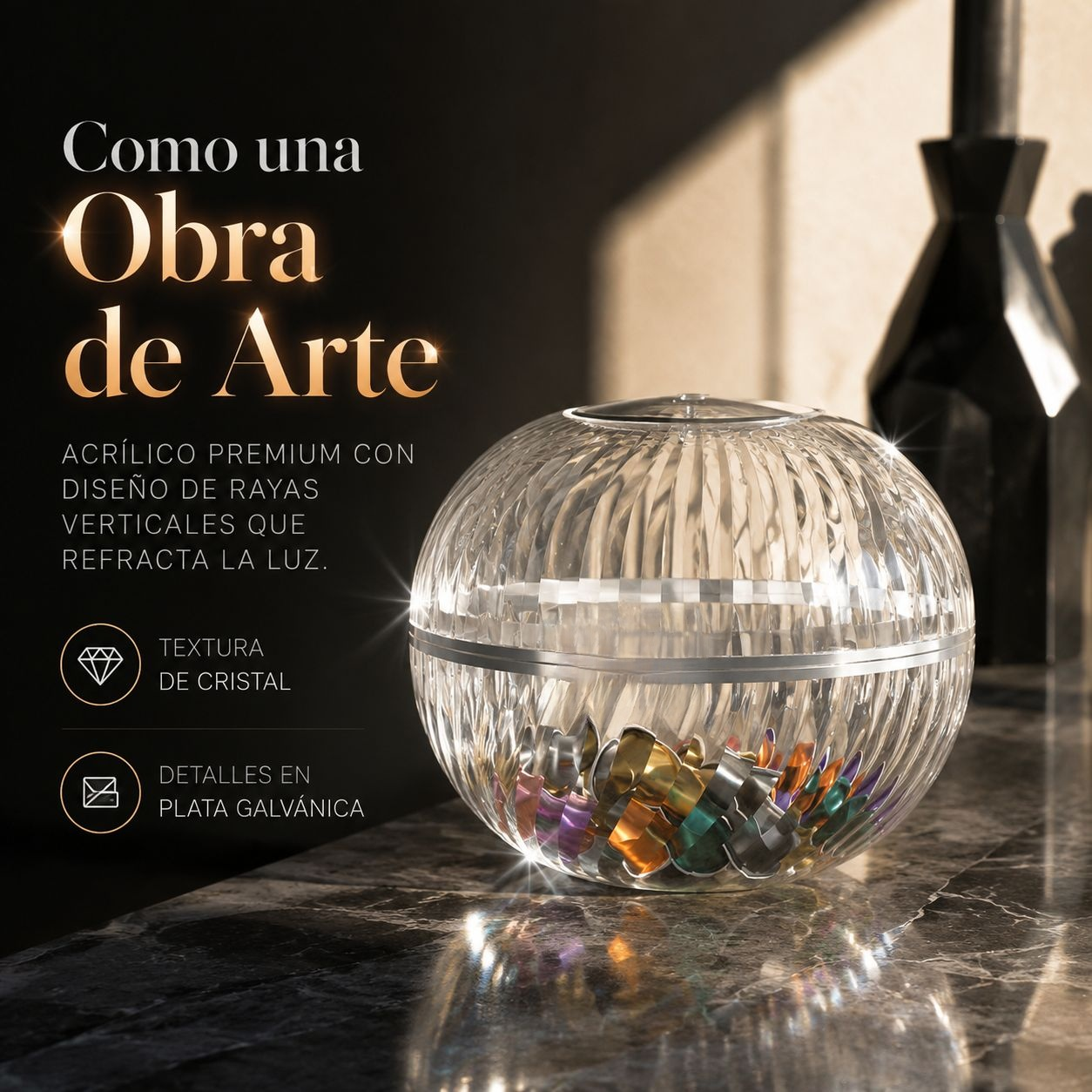 、chocolates y cápsulas de café, diseño simple y elegante