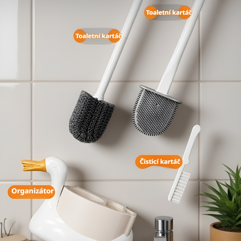 Nástěnný WC kartáč s držákem do koupelny