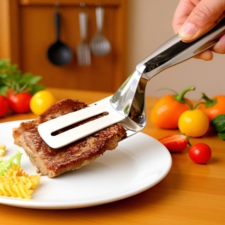 Többfunkciós, kétoldalas élelmiszer-megfordítható sütőlapát-bilincsek