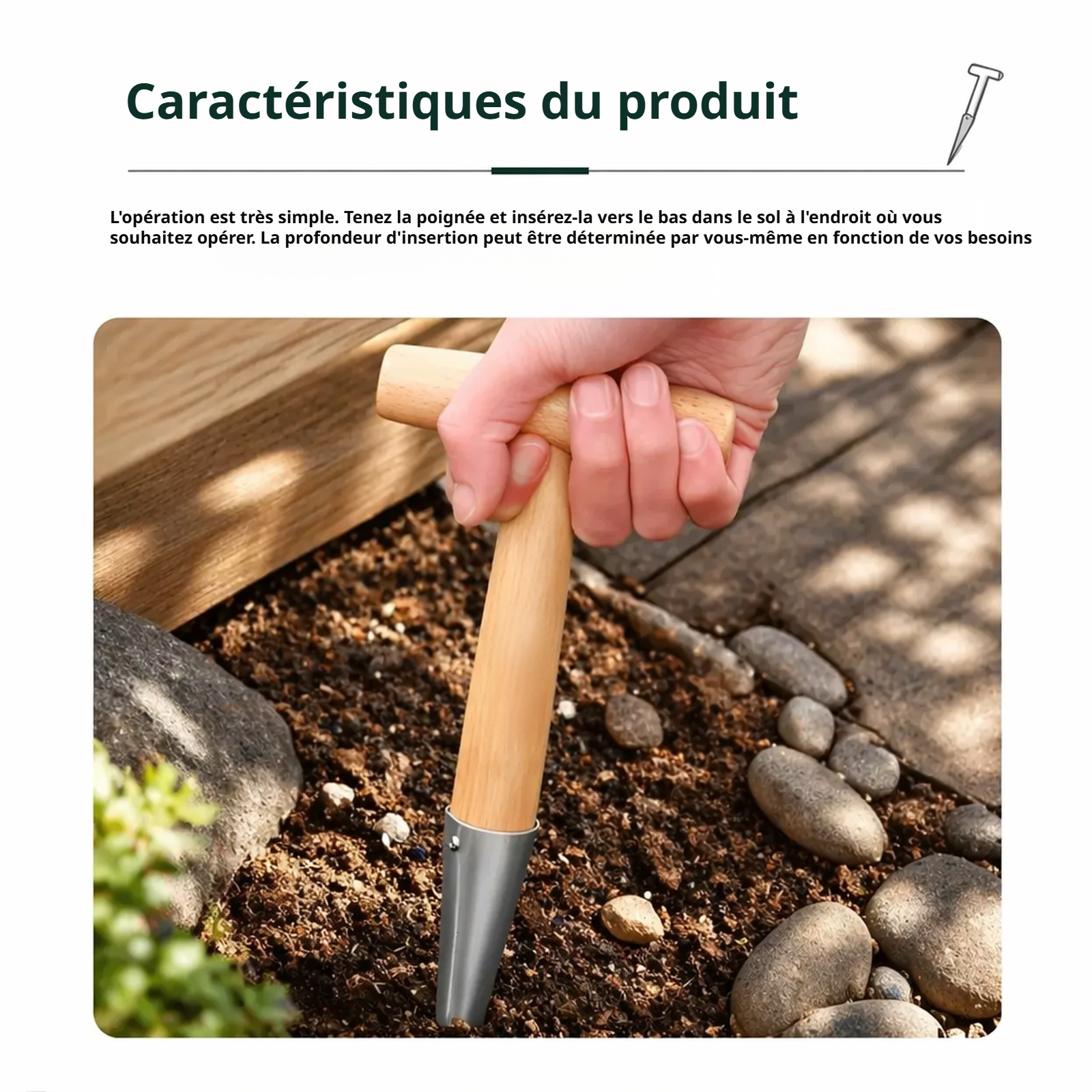 Planteur de trous en acier inoxydable