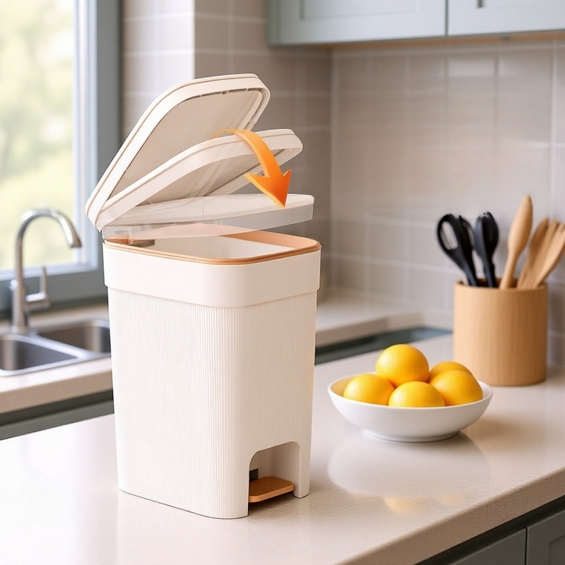 Cubo de basura grande y elegante para el hogar, multifuncional