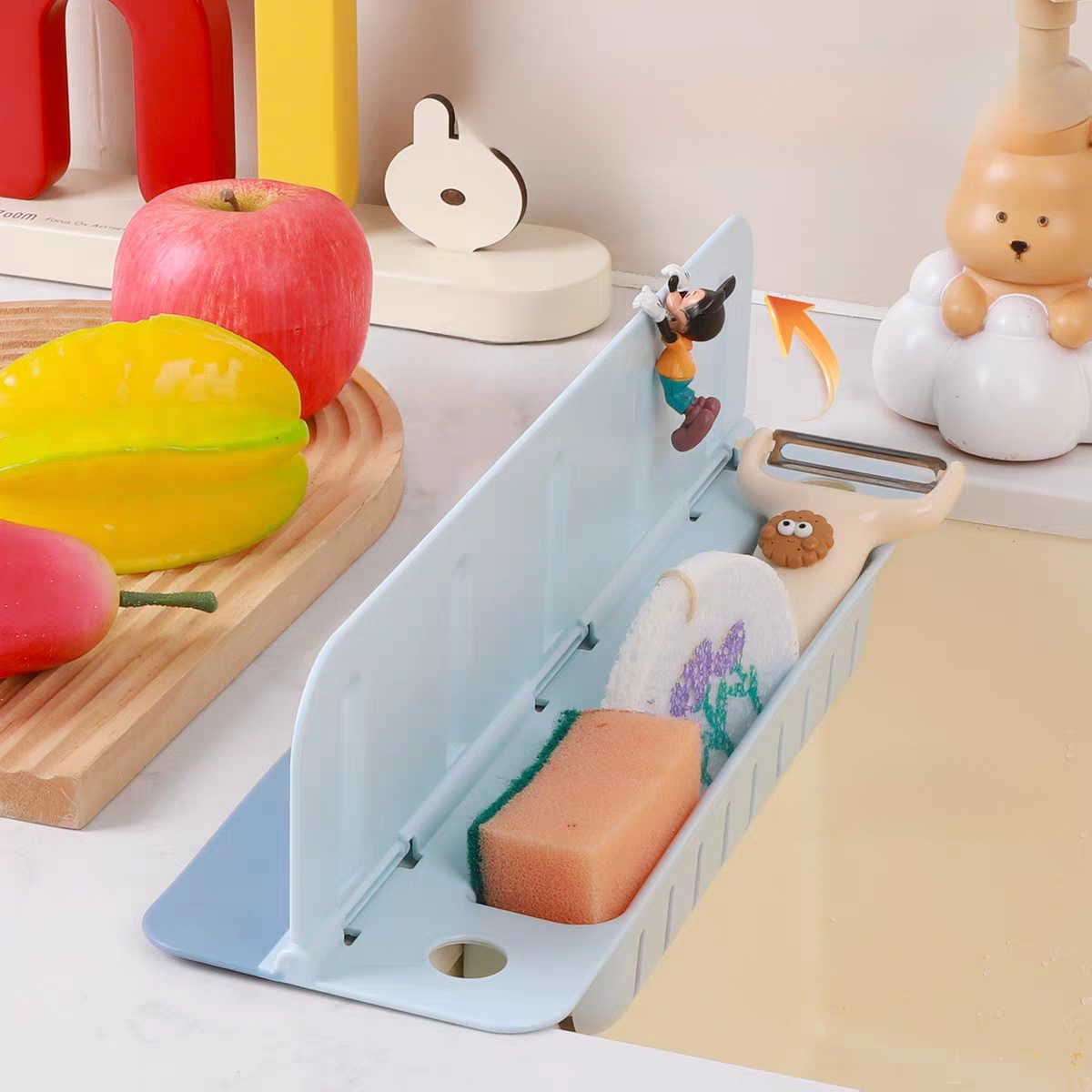 Multi-Functional Sink Splash Guard and Organizer