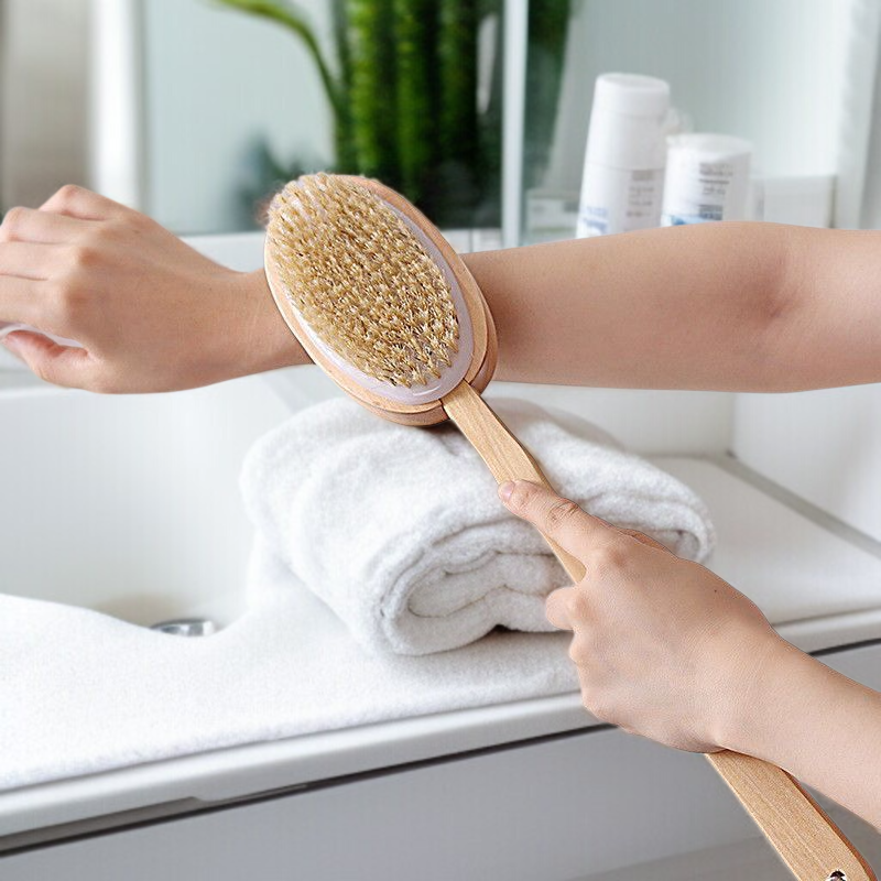 돼지갈기양면욕솔 목욕솔 긴 손잡이 등 강하게 비벼주기