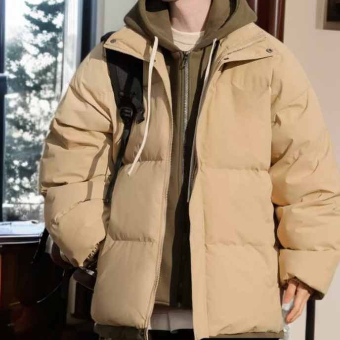 커플 도톰한 패딩 코트 루즈핏 빵옷 도톰한 코트 가짜 투피스 빵 패딩