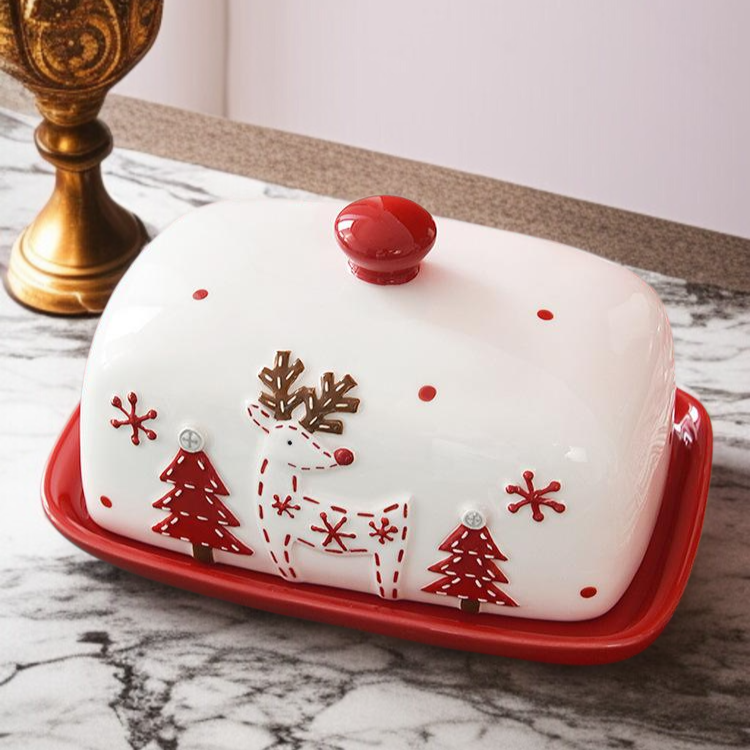 크리스마스 선물 산타 도자기 과자 접시