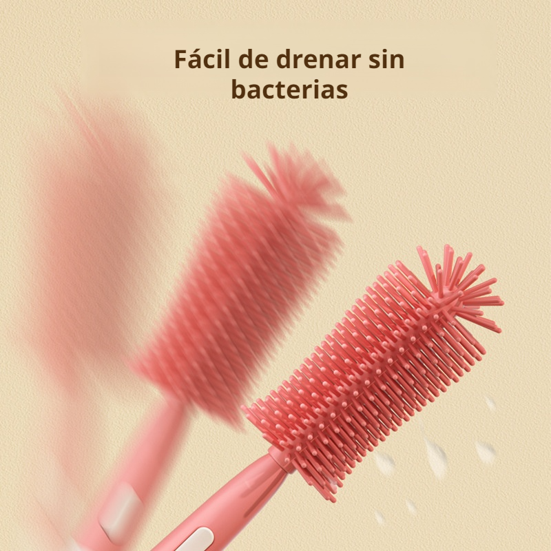 Cepillo portátil 3 en 1 para bebé, cepillo limpiador de biberones y pajillas de silicona alimentaria