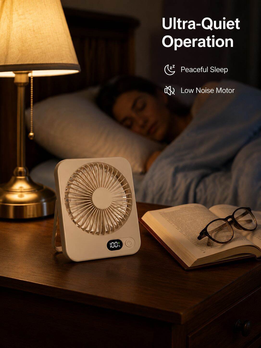 Portable Silent Desktop Digital Card Fan for Dormitory/Outdoor Camping
